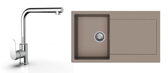 K-StrongSinks S3 Set dřez Zala 860x500mm granit béžová + Baterie  Stréva chrom