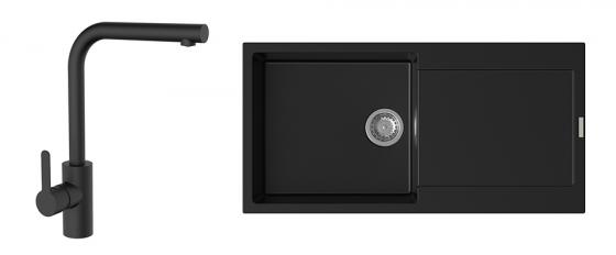 K-StrongSinks S3 Set dřez Zala 1000x500mm granit černá + Baterie Ipoly černá