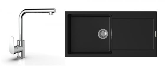 K-StrongSinks S3 Set dřez Zala 1000x500mm granit černá + Baterie  Stréva chr.