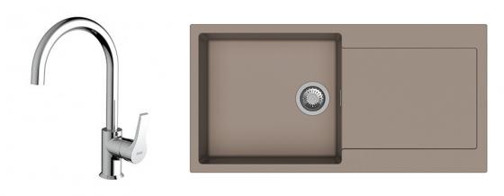 K-StrongSinks S3 Set dřez Zala 1000x500mm granit béžová + Baterie Rhona chrom