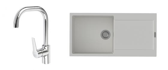 K-StrongSinks S3 Set dřez Zala 1000x500mm granit bílá + Baterie Garonne chr.