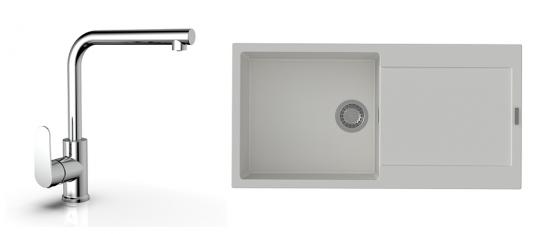 K-StrongSinks S3 Set dřez Zala 1000x500mm granit bílá + Baterie  Stréva chr.