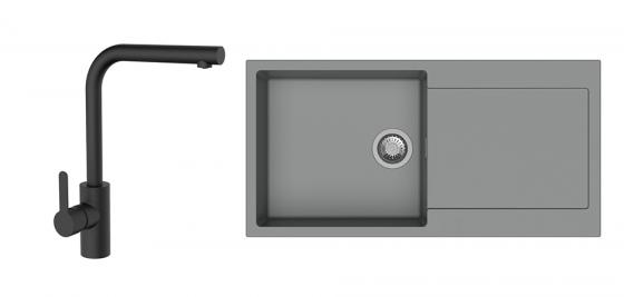 K-StrongSinks S3 Set dřez Zala 1000x500mm granit šedá + Baterie Ipoly černá