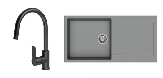 K-StrongSinks S3 Set dřez Zala 1000x500mm granit šedá + Baterie Loira černá