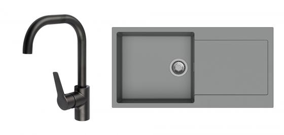 K-StrongSinks S3 Set dřez Zala 1000x500mm granit šedá + Baterie Garonne černá