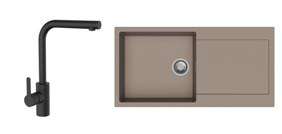 K-StrongSinks S3 Set dřez Zala 1000x500mm granit béžová + Baterie Ipoly černá