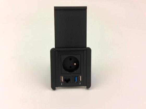 StrongPower elektrická zásuvka SourceCover, USB 3.0, RJ45, FR, černá