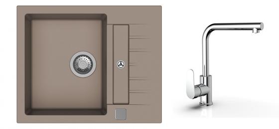 K-StrongSinks S3 Set dřez Vardar 615x500mm granit béžová + Bater.  Stréva chrom