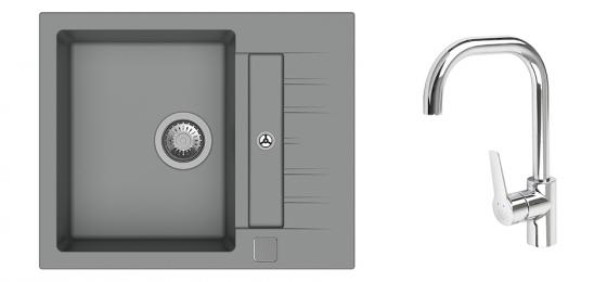 K-StrongSinks S3 Set dřez Vardar 615x500mm granit šedá + Baterie Garonne chrom