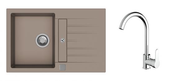 K-StrongSinks S3 Set dřez Vardar 780x500mm granit béžová + Baterie Seina chrom