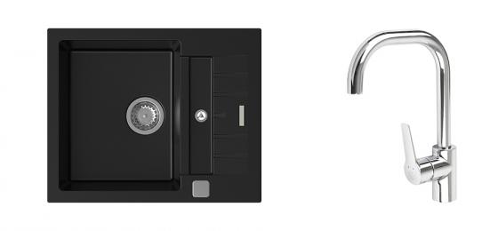 K-StrongSinks S3 Set dřez Vardar 615x500mm granit černá + Bater. Garonne chrom