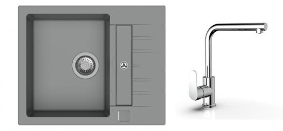 K-StrongSinks S3 Set dřez Vardar 615x500mm granit šedá + Baterie  Stréva chrom