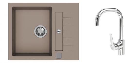 K-StrongSinks S3 Set dřez Vardar 615x500mm granit béžová + Bater. Garonne chrom