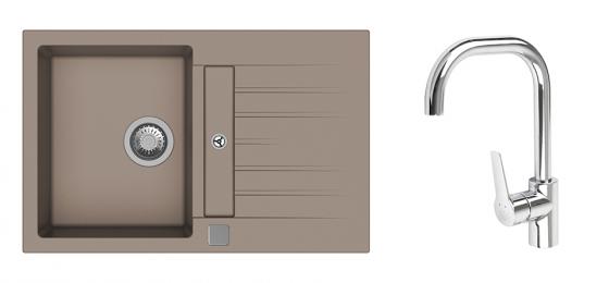 K-StrongSinks S3 Set dřez Vardar 780x500mm granit béžová + Baterie Garonne chr.