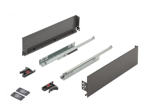 K-StrongMini zásuvka 121/300mm, tlumený plnovýsuv 30kg, šedá