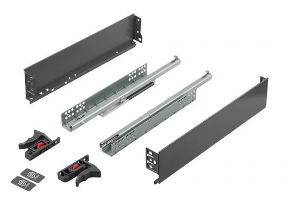 K-StrongMini zásuvka 89/350mm, tlumený plnovýsuv 30kg, šedá