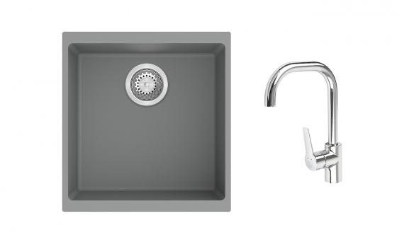K-StrongSinks S3 Set dřez Hron 430x460mm granit šedá + Baterie Garonne chrom