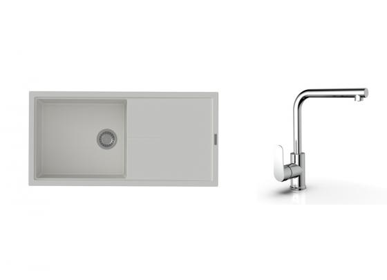 K-StrongSinks S3 Set dřez Labe 1000x500mm granit bílá + Baterie  Stréva chrom