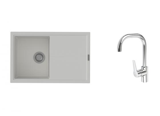 K-StrongSinks S3 Set dřez Labe 780x500mm granit bílá + Baterie Garonne chrom