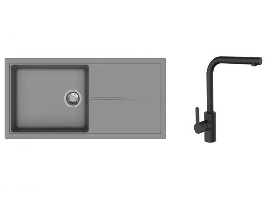 K-StrongSinks S3 Set dřez Labe 1000x500mm granit šedá + Baterie Ipoly černá