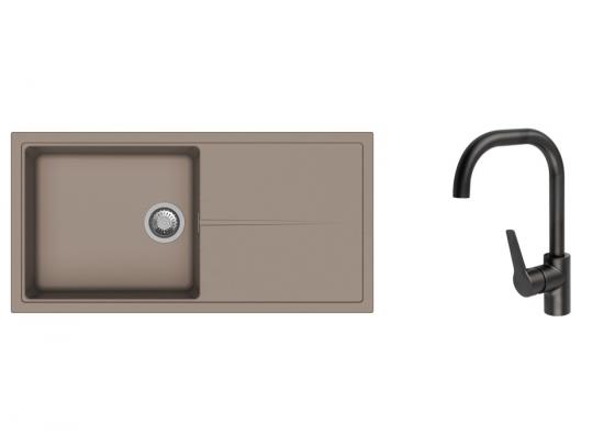K-StrongSinks S3 Set dřez Labe 1000x500mm granit béžová + Baterie Garonne černá