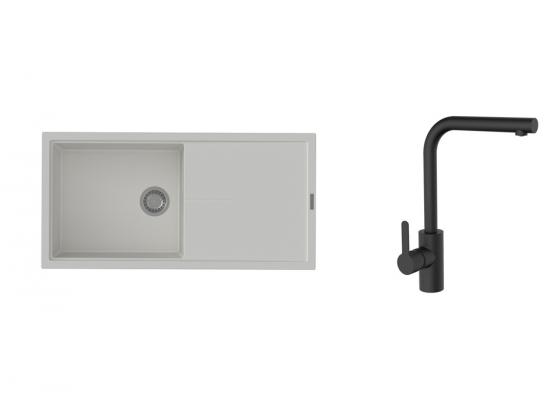 K-StrongSinks S3 Set dřez Labe 1000x500mm granit bílá + Baterie Ipoly černá