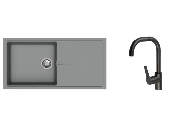 K-StrongSinks S3 Set dřez Labe 1000x500mm granit šedá + Baterie Garonne černá
