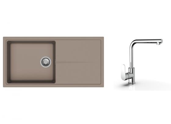 K-StrongSinks S3 Set dřez Labe 1000x500mm granit béžová + Baterie  Stréva chrom