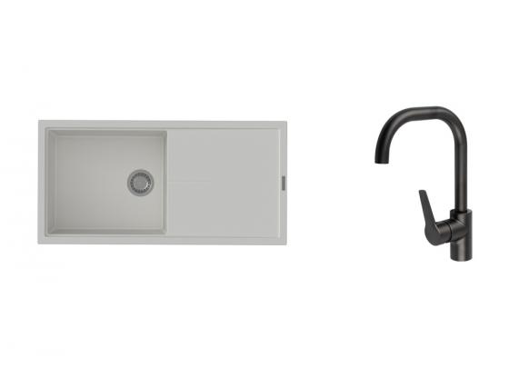 K-StrongSinks S3 Set dřez Labe 1000x500mm granit bílá + Baterie Garonne černá
