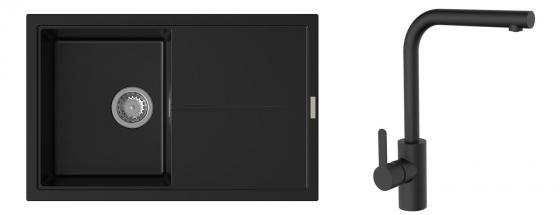 K-StrongSinks S3 Set dřez Labe 780x500mm granit černá + Baterie Ipoly černá