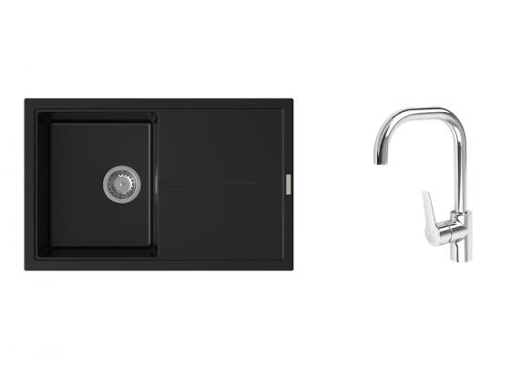 K-StrongSinks S3 Set dřez Labe 780x500mm granit černá + Baterie Garonne chrom
