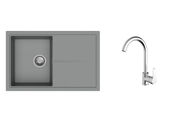 K-StrongSinks S3 Set dřez Labe 780x500mm granit šedá + Baterie Seina chrom