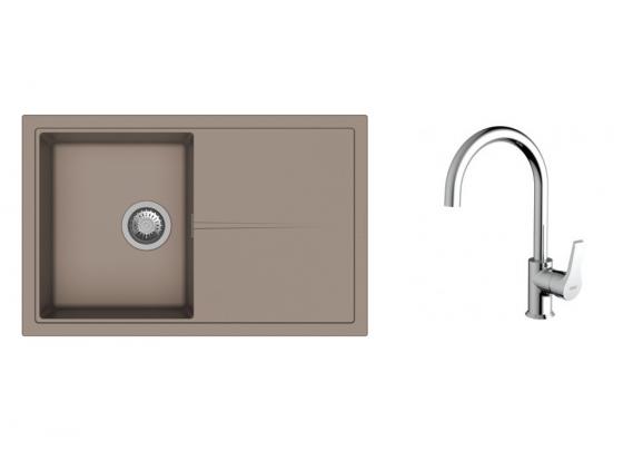 K-StrongSinks S3 Set dřez Labe 780x500mm granit béžová + Baterie Rhona chrom