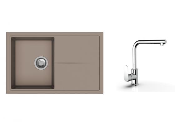 K-StrongSinks S3 Set dřez Labe 780x500mm granit béžová + Baterie  Stréva chrom