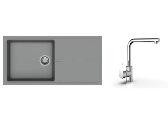 K-StrongSinks S3 Set dřez Labe 1000x500mm granit šedá + Baterie  Stréva chrom