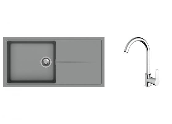 K-StrongSinks S3 Set dřez Labe 1000x500mm granit šedá + Baterie Seina chrom