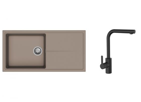 K-StrongSinks S3 Set dřez Labe 1000x500mm granit béžová + Baterie Ipoly černá