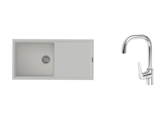 K-StrongSinks S3 Set dřez Labe 1000x500mm granit bílá + Baterie Garonne chrom