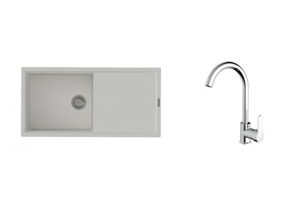 K-StrongSinks S3 Set dřez Labe 1000x500mm granit bílá + Baterie Seina chrom
