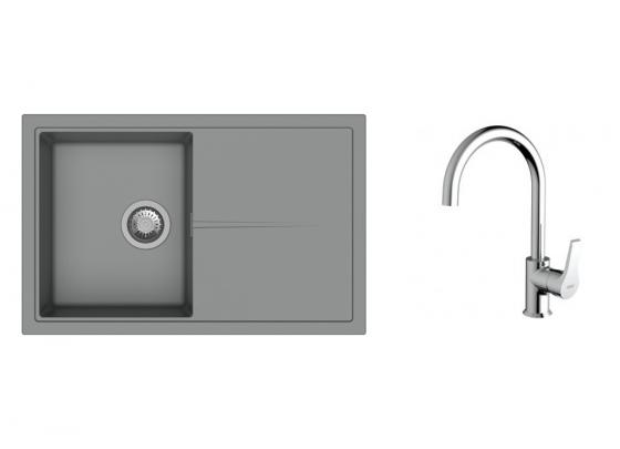 K-StrongSinks S3 Set dřez Labe 780x500mm granit šedá + Baterie Rhona chrom
