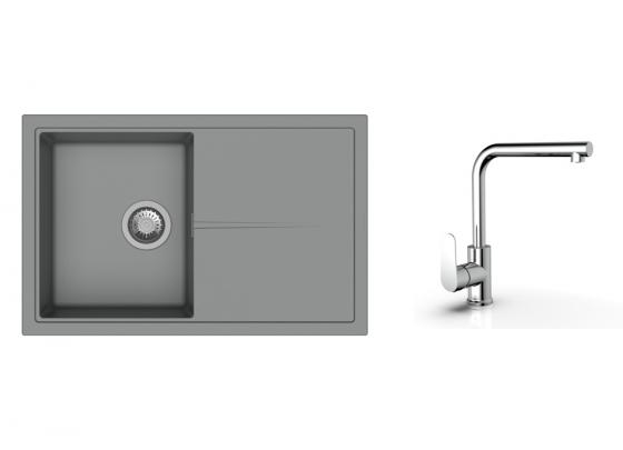 K-StrongSinks S3 Set dřez Labe 780x500mm granit šedá + Baterie  Stréva chrom