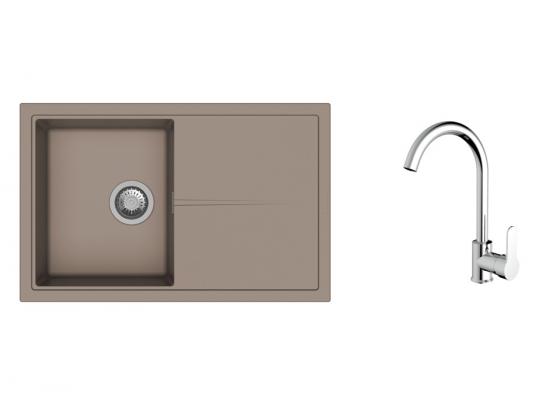 K-StrongSinks S3 Set dřez Labe 780x500mm granit béžová + Baterie Seina chrom