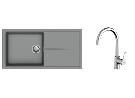 K-StrongSinks S3 Set dřez Labe 1000x500mm granit šedá + Baterie Rhona chrom