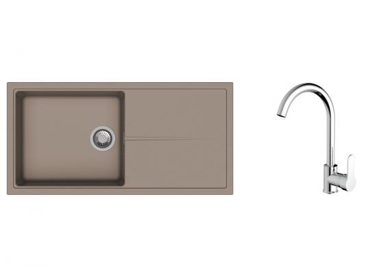 K-StrongSinks S3 Set dřez Labe 1000x500mm granit béžová + Baterie Seina chrom
