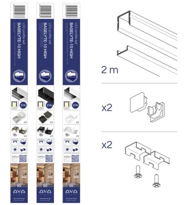 StrongLumio sada LED profil Baselyte-10 High 2m+příslušenství,černá elox