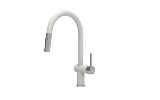 StrongSinks S3 Baterie Neris s vytahovací sprškou tvar U bílá,koncovka nerez