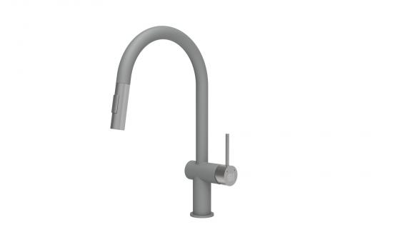 StrongSinks S3 Baterie Neris s vytahovací sprškou tvar U šedá,koncovka nerez