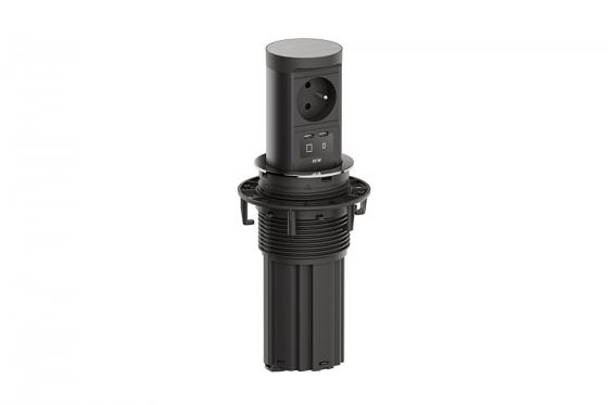 Bachmann Elevator 2 1x230V + 2x USB C, francouzská, stříbrná