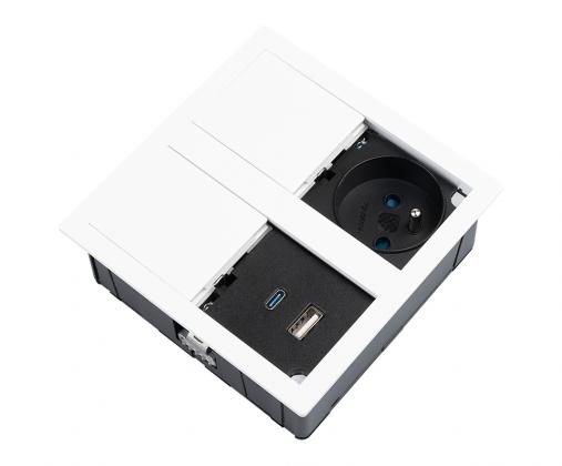 VersaHit Dual elektrická zásuvka 1x 230V, Francouzká, USB A/C 5V bílá RAL9003