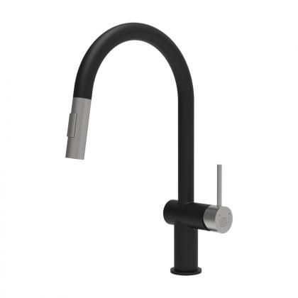 StrongSinks S3 Baterie Neris s vytah. sprškou tvar U černá matná,koncovka nerez